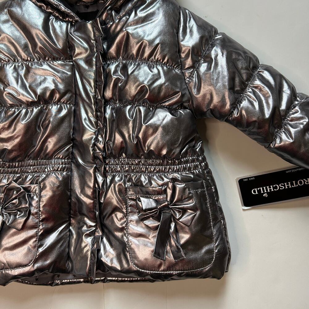 NWT Rothschild Silver Puffer Jacket 12M - Picture 2 of 4